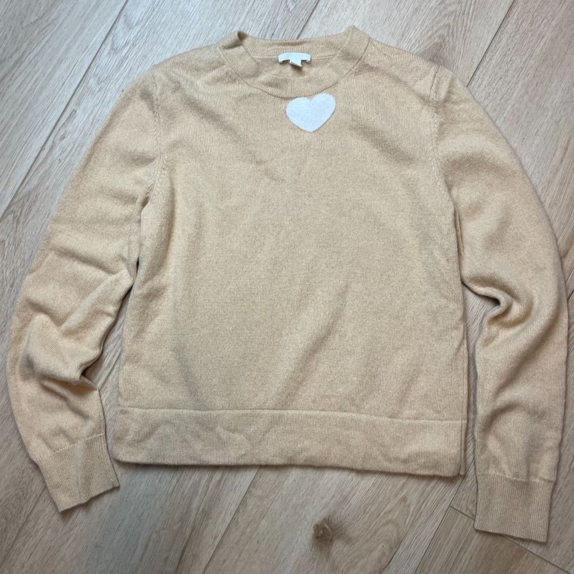 Cos Beige Wool Heart Sweater Womens Size S